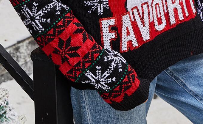 Santa Embroidered Crew Neck Knit Sweater - Image 2