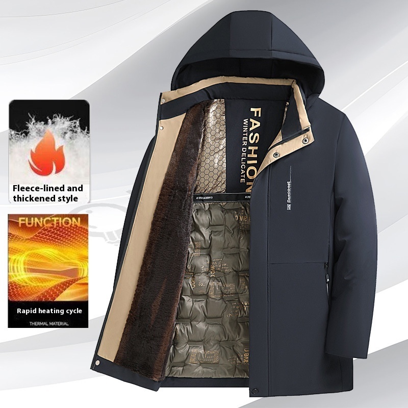 Fleece-lined Thickened Cotton-padded Coat Men's Warm Coat — изображение 3