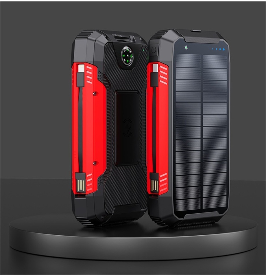 With Cable Solar Charging Unit 20000mah Portable Wireless Charger Mobile Phone Power Bank — изображение 9