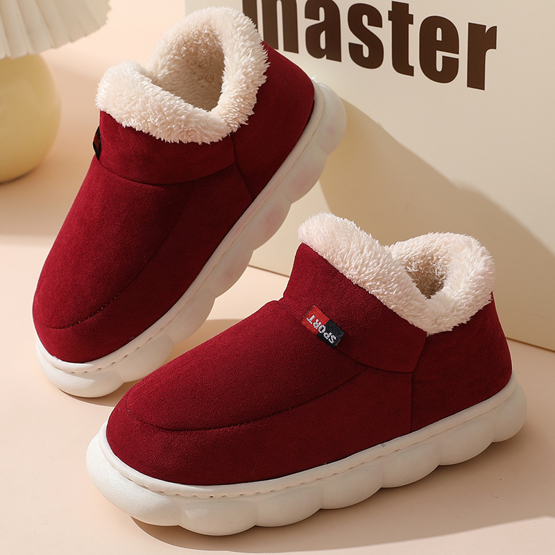 Couples Cotton Shoes Winter Wear Bag Heel Fleece-lined Indoor Warm - Image 4