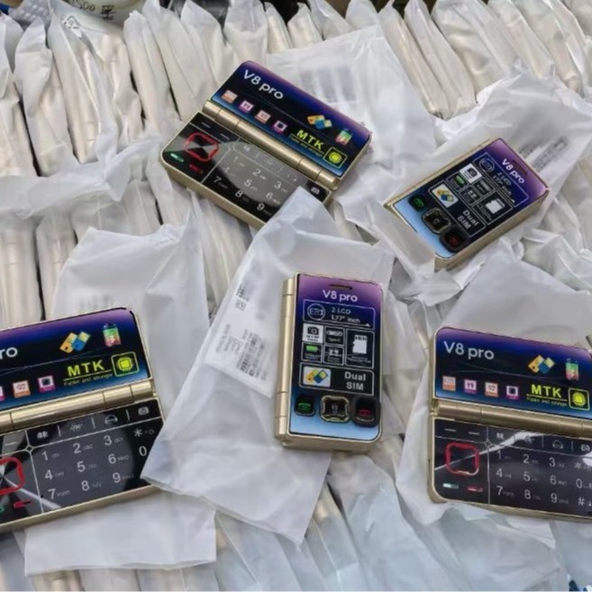 V8pro Dual Screen Folding Flip Function Mobile Phone - Image 2