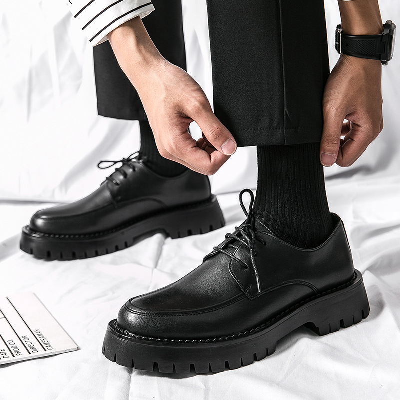 British Casual Lace Up Hair Stylist Platform Height Increasing Low Top Work Shoes — изображение 3