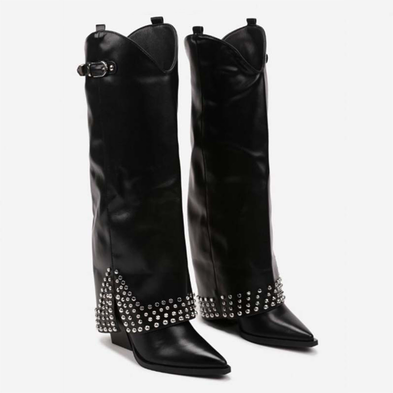 Women's Frosted Rivet Pantyhose Boots - Image 4