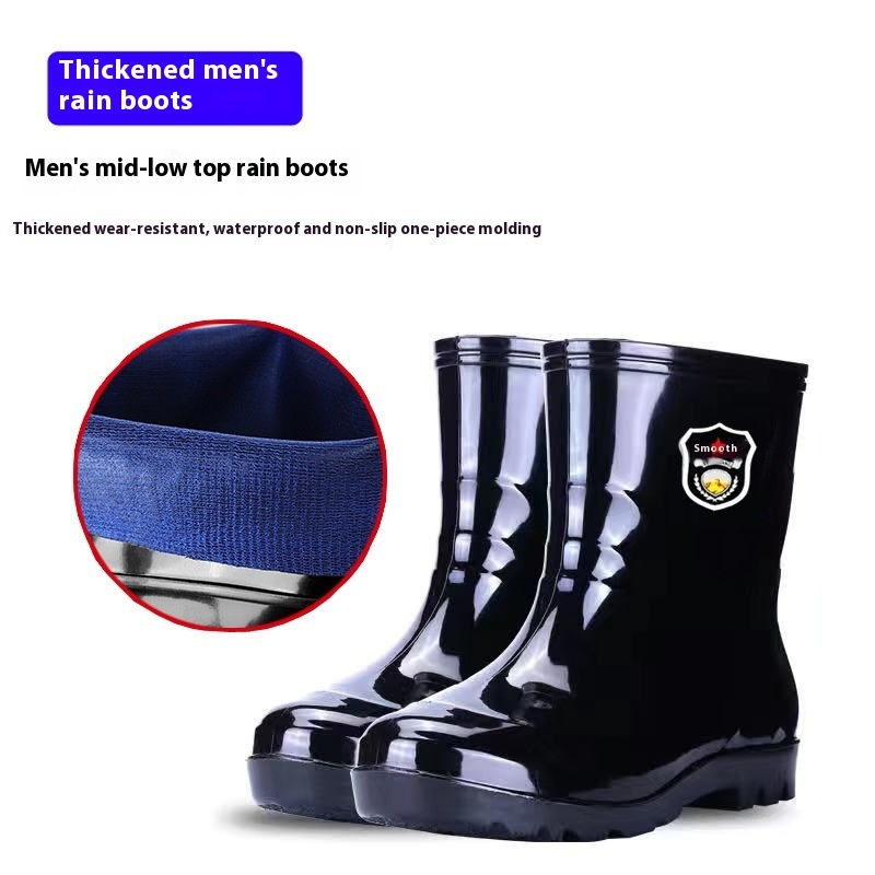 Popular Men's Tendon Bottom Camouflage Wear-resistant Rain Boots Fleece-lined Warm - Image 4