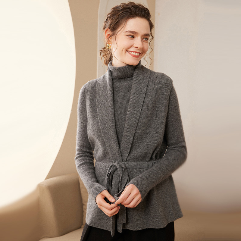 Waist-tight Cashmere Vest Sleeveless Knitted Cardigan For Women - Image 2