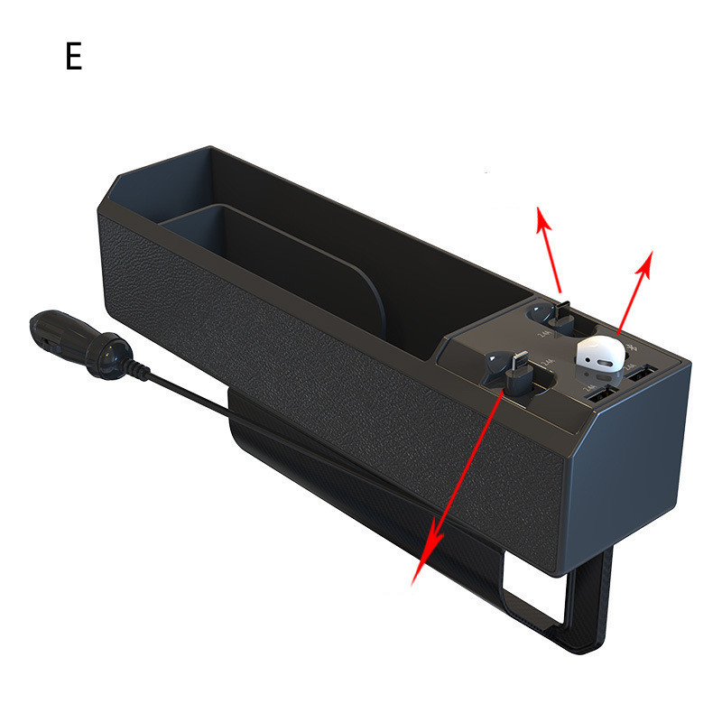 In Car Seat Slot Storage Box Charger With Retractable Cord - Image 9