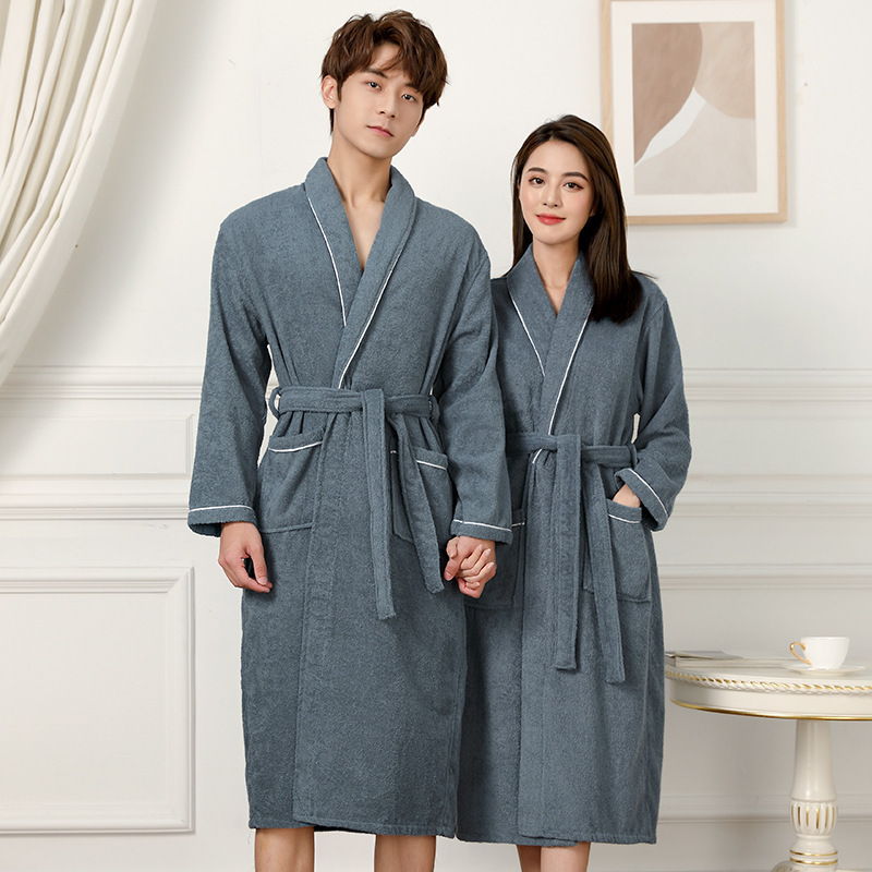Towel Material Bathrobe Men's And Women's Pajamas - Image 10