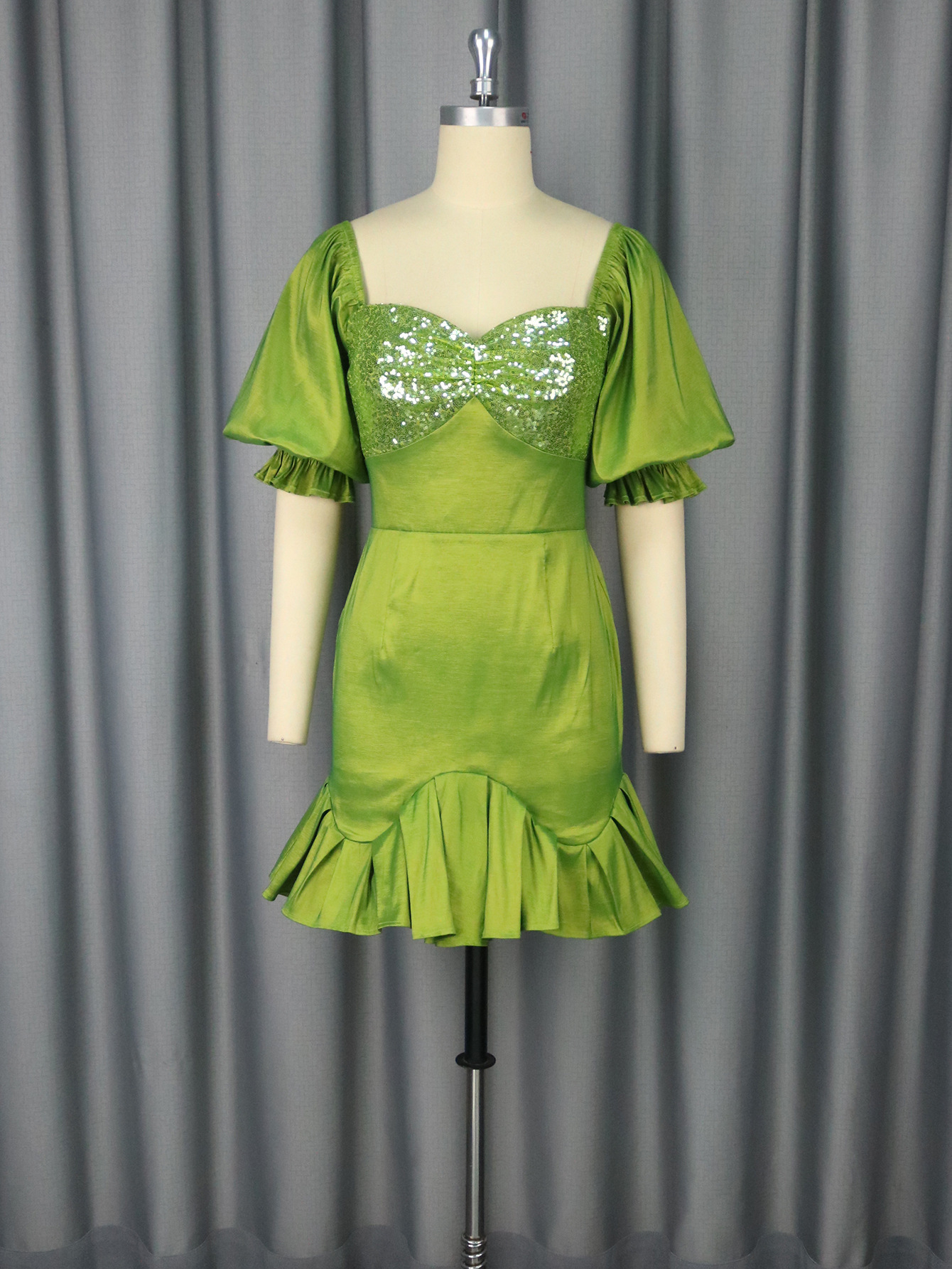 Sequin Stitching Ruffled Banquet Sheath Evening Dress — изображение 6