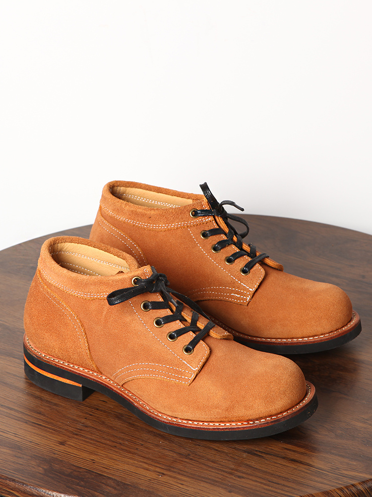 Yellow Suede First Layer Cowhide High-top Work Shoes - Image 5