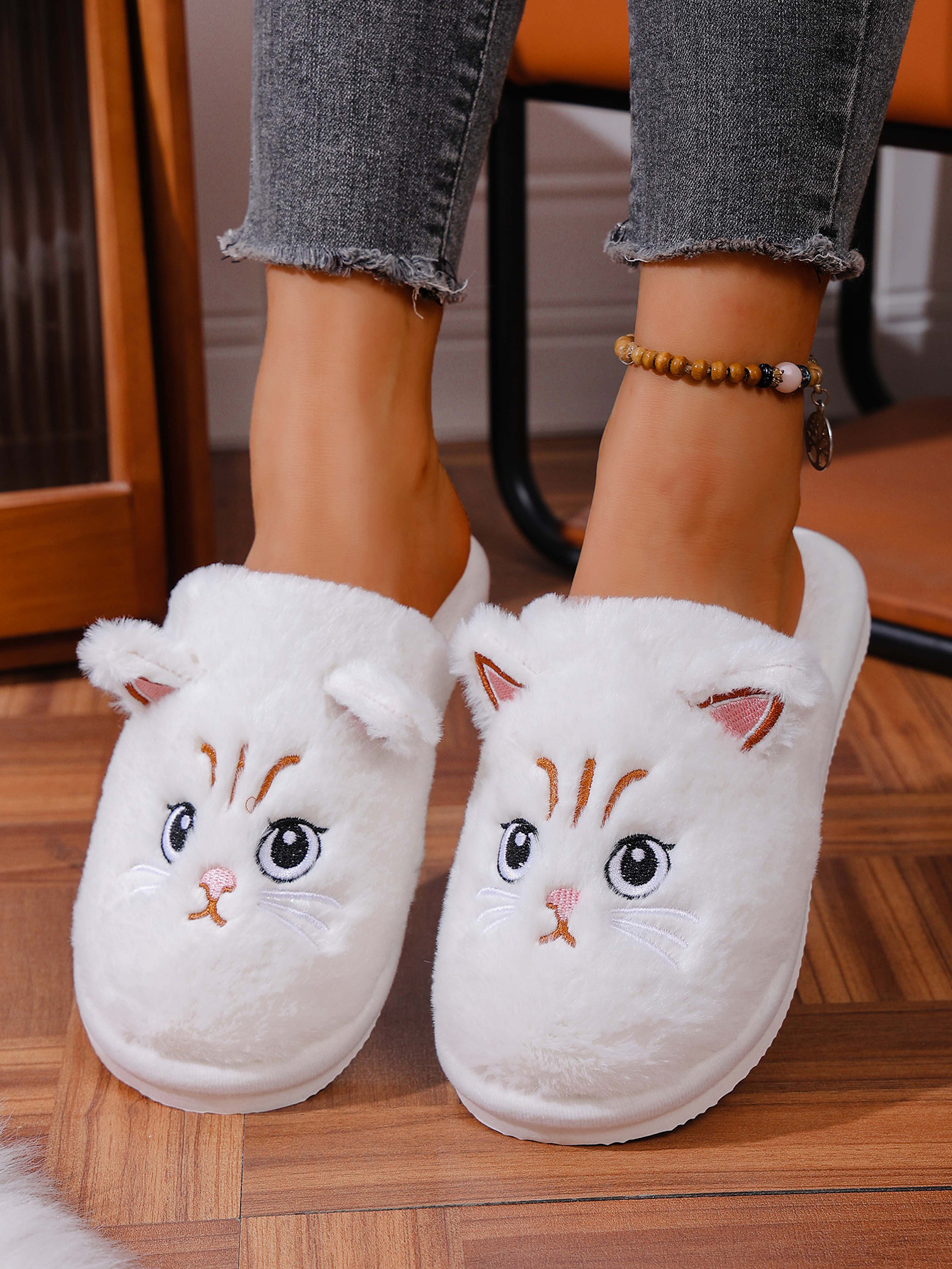 Christmas Plush Closed Toe Open Toe Cotton Slippers - Image 10