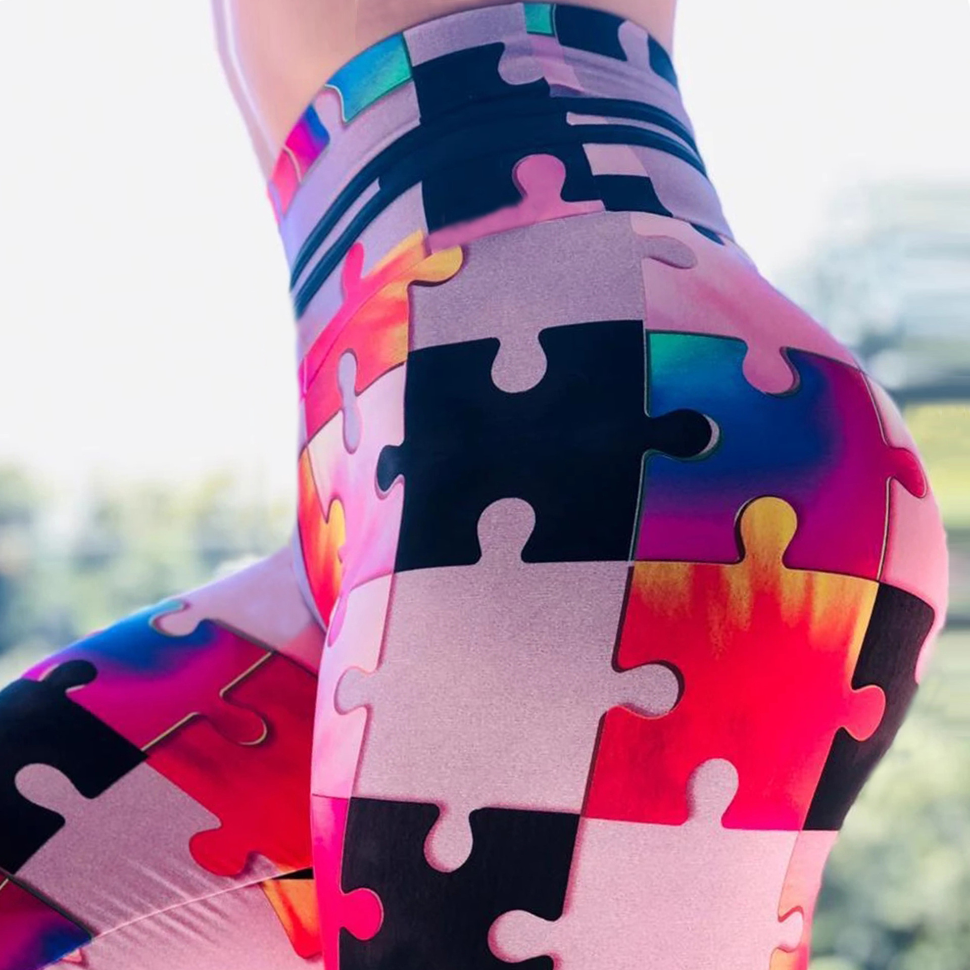 Pattern Stitching Explosive High-Waist Buttocks Yoga Running Yoga Pants — изображение 5