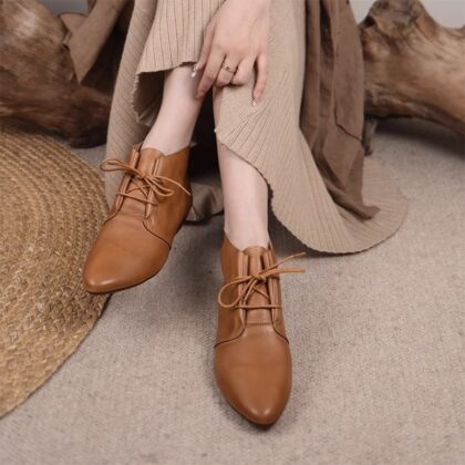 Comfortable Soft Leather Versatile Flat Booties
