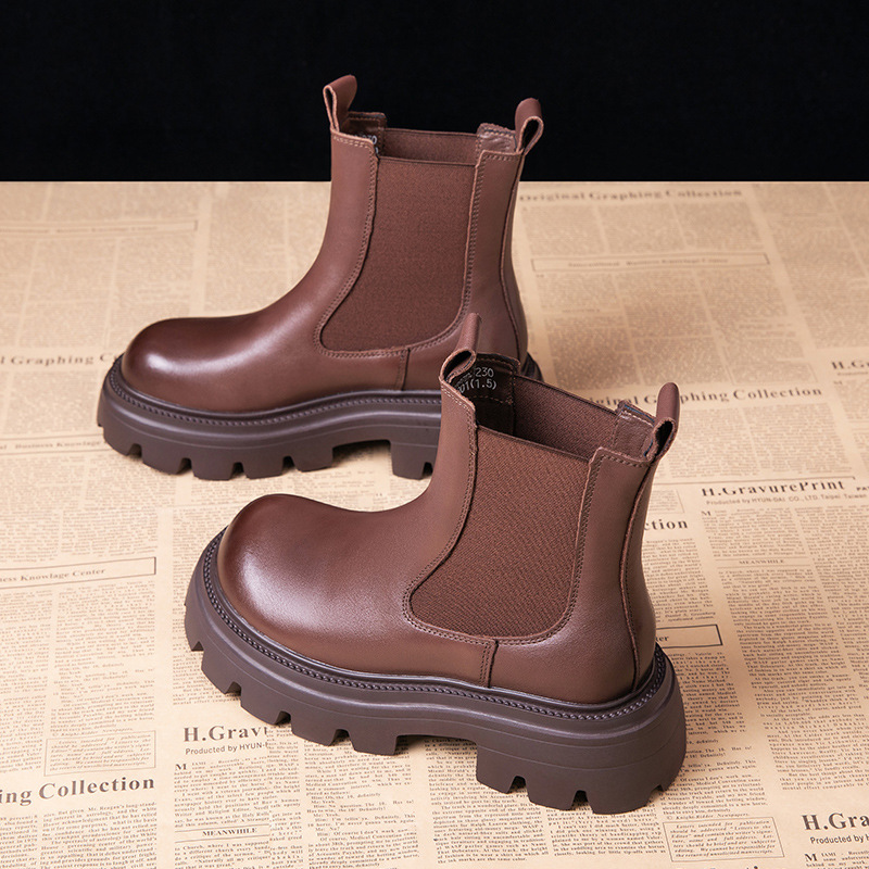 Women's Leather Thick-soled Leather Martin Boots - Image 4