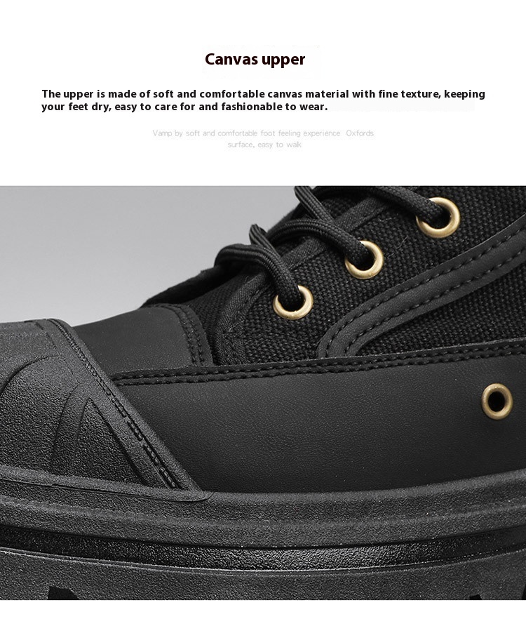 Thick-soled Canvas Casual Sports Men's All-match Work Motorcycle Boots - Image 8