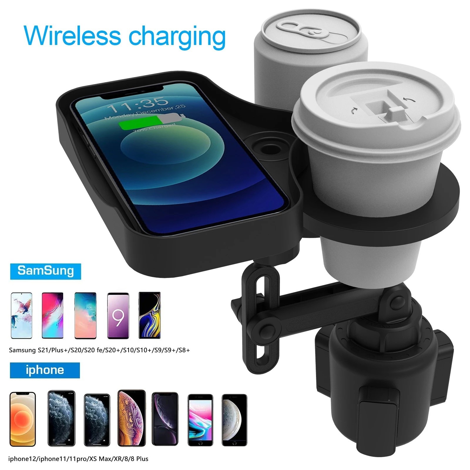 Car Cup Holder With Wireless Charging — изображение 4