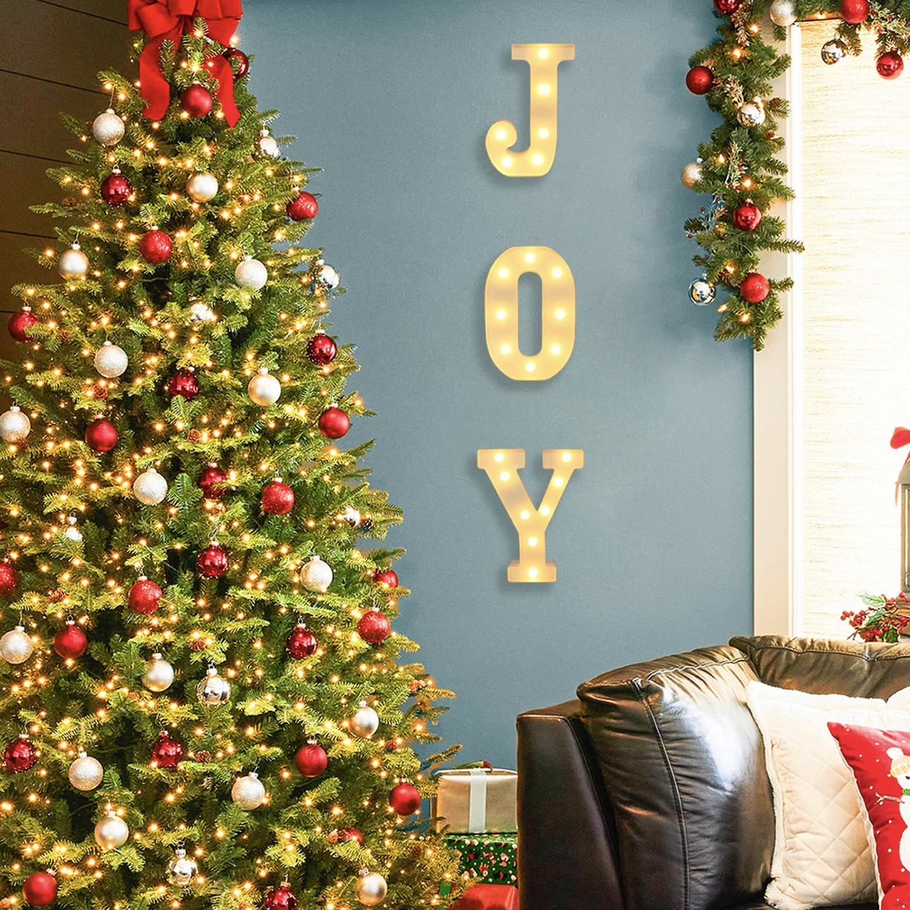 Merry Christmas Letter Light JOY Decorative Letters Decoration Christmas Home Party Desktop Ambience Light - Image 2