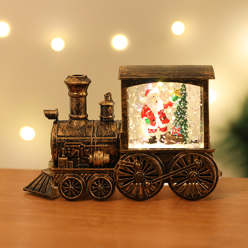 New Christmas Decoration Santa Claus Water Injection Brush Gold Train Decoration Small Night Lamp Christmas Gift - Image 8