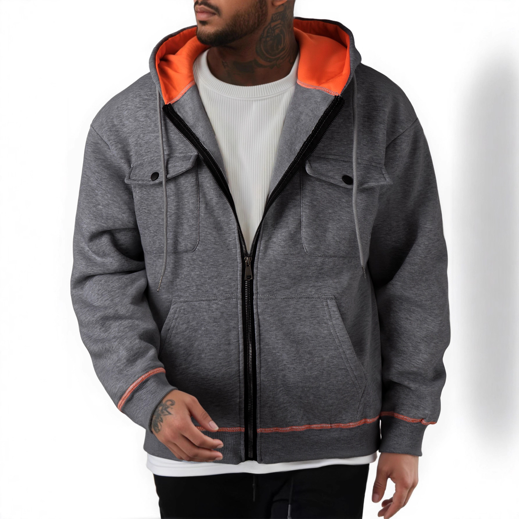 Men's Plus Size Casual Zipper Sweater - Image 5