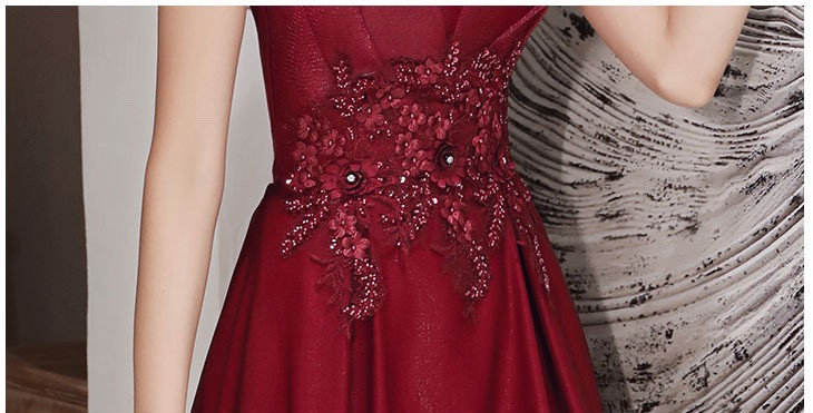Engagement Strap Evening Dress Simple Atmosphere Wine Red — изображение 3