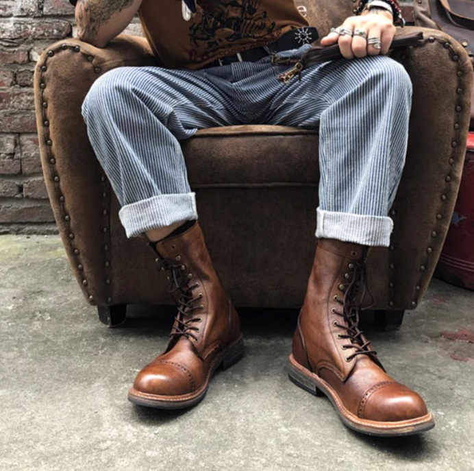 American Retro Leather Desert Boots Viscose Martin Boots - Image 4