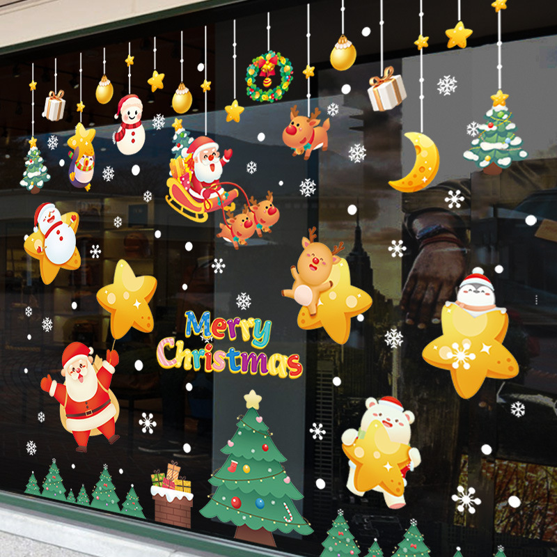 Christmas Decorations Static Sticker Santa Claus Window Sticker - Image 3