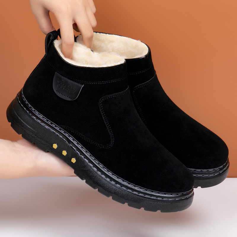 Warm Non-slip Sheep Wool Plus Velvet Thick Cotton Shoes - Image 2