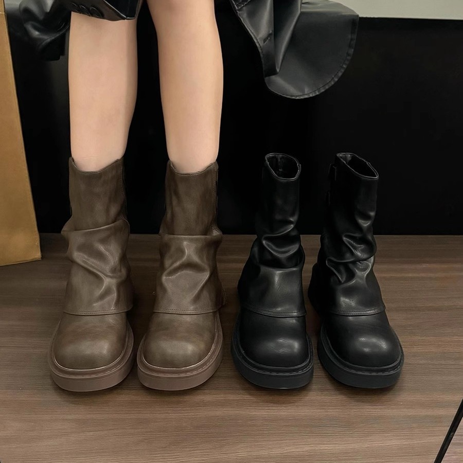 British Street Pleated Sleeve Slugged Bottom Boots — изображение 3