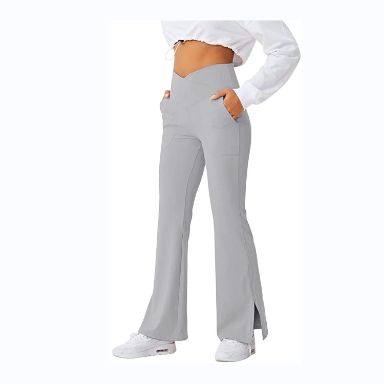 Spring Women's Workout Exercise Pants Akimbo Pants Split Flared Pants - Image 7