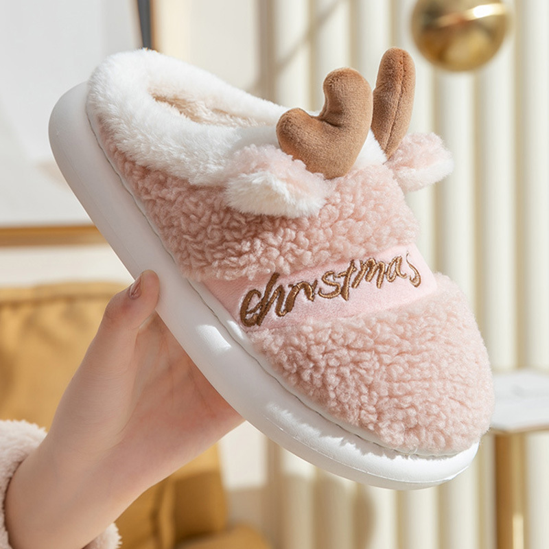 Christmas Shoes Winter Home Slippers Elk Soft Cozy Bedroom Slipper Slip On House Shoes — изображение 4