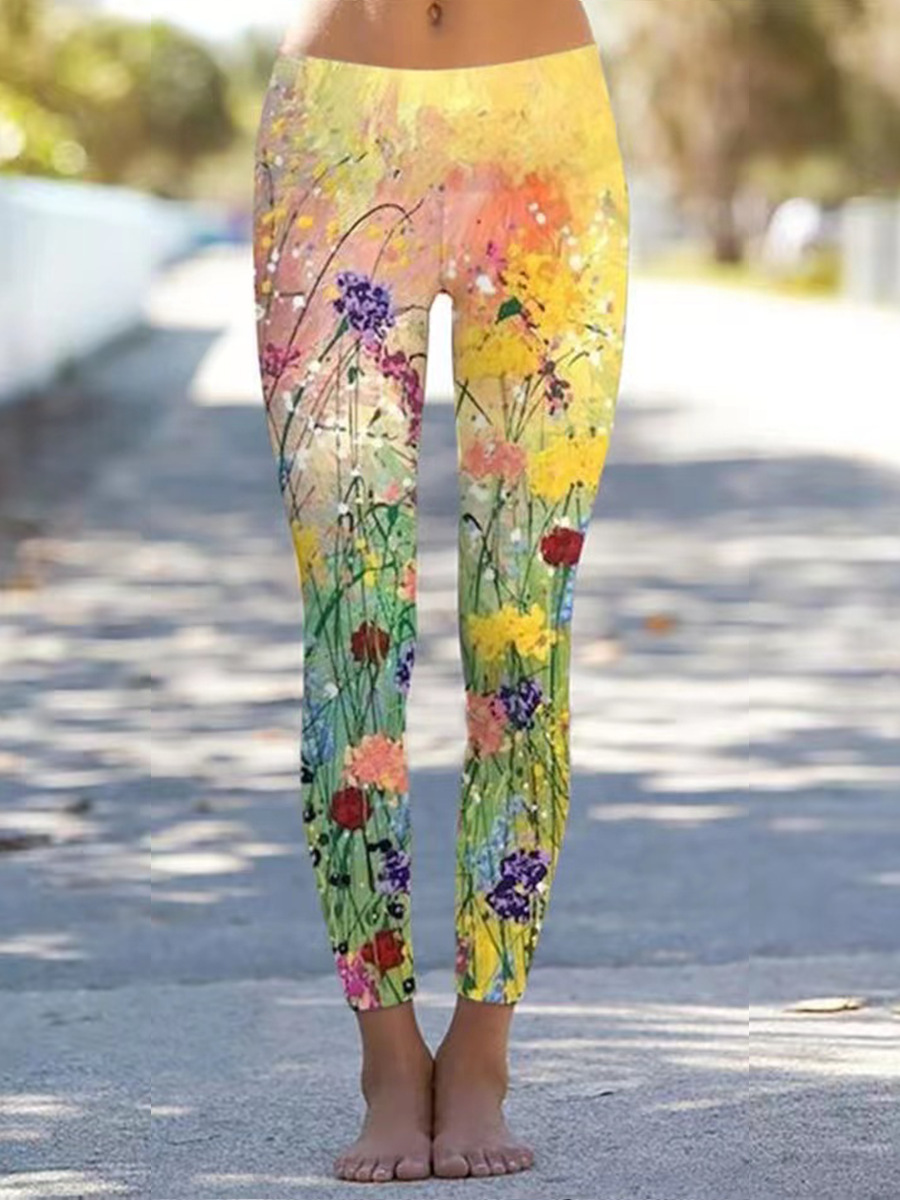 High Waist Peach Tight Pants Print Yoga Pants - Image 2