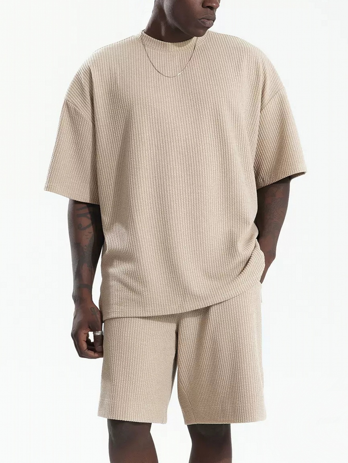 Men's Loose Short Sleeve Suit Sports Casual Texture Suit — изображение 4