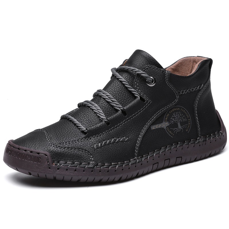 Men's Autumn Sewing High-top Leather Flat Outdoor Work Clothes Casual Shoes - Image 7