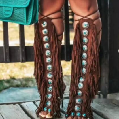 European And American Flowing Comb Beauty High Heel Sandal Boots Strap Plus Size