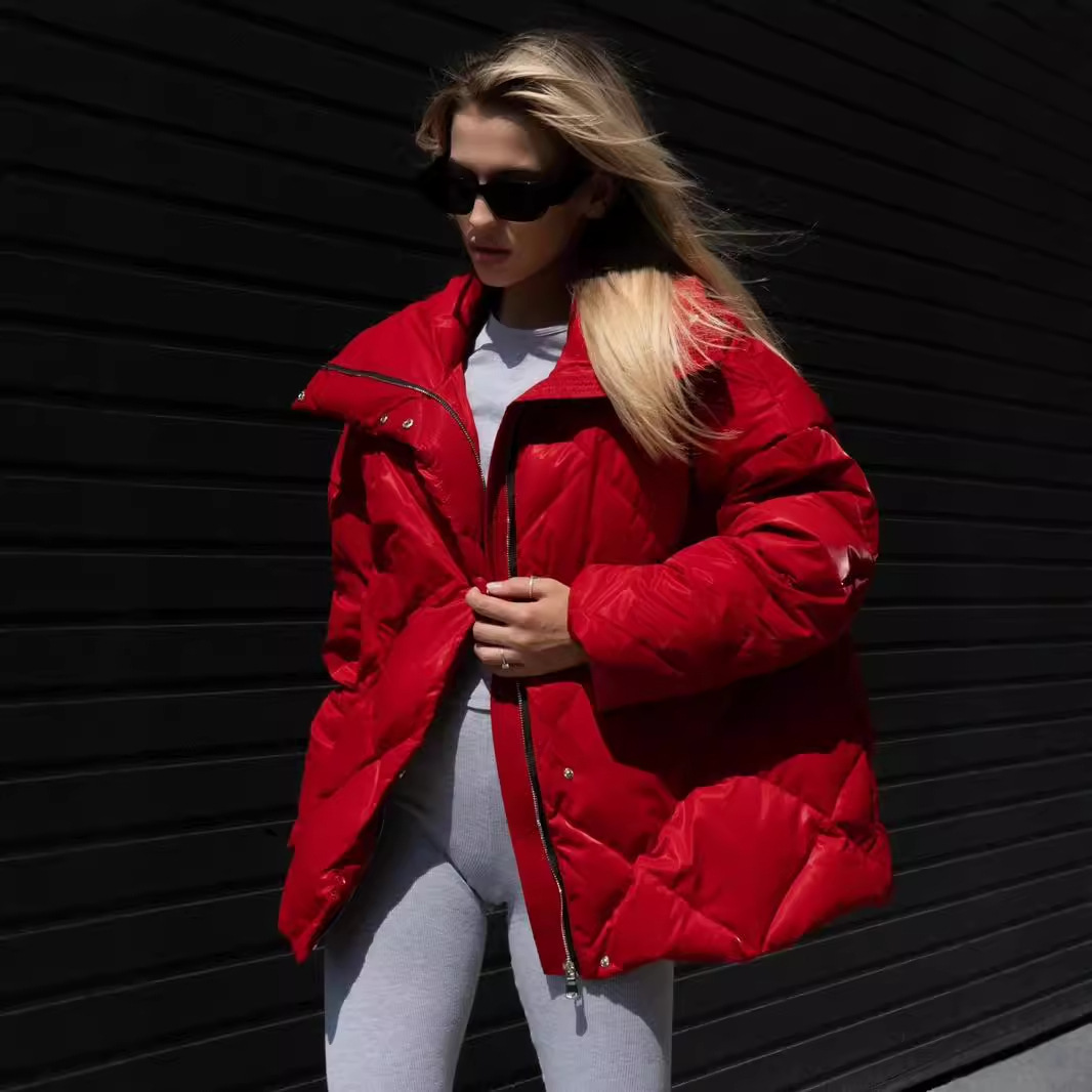 Baggy Matte Glossy Lapel Cotton-padded Coat Casual Jacket — изображение 2