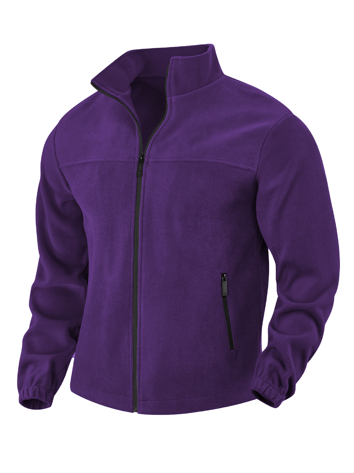 Men's Polar Fleece Jacket Outdoor Zipped Stand Collar Coat - Image 9