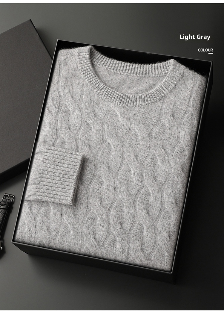 Thickened Men's Cashmere Sweater With Round Neck And Twisted Design - Image 7