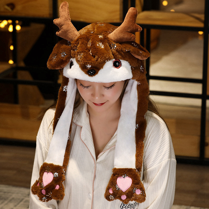 Novel Movable Christmas Hat Winter Cute Santa Claus Snowman Elk Hat - Image 4