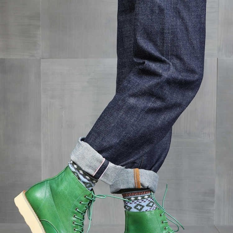Retro Distressed Color Men Green Worker Boot - Image 2