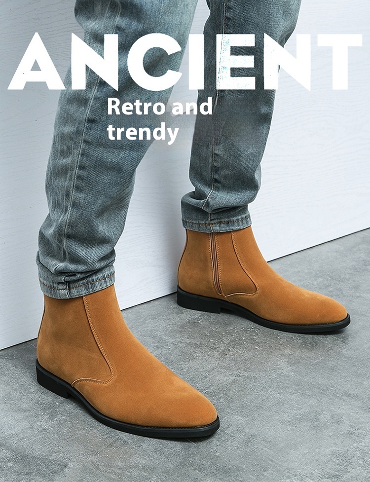 Suede Chelsea Men's British Trend Casual High Top Ankle Boots - Image 8