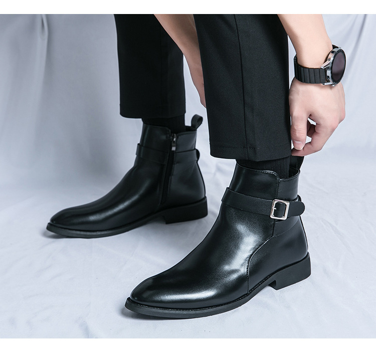 Plus Size Chelsea Boots Men's Fashion High-top Leather Shoes - Image 8