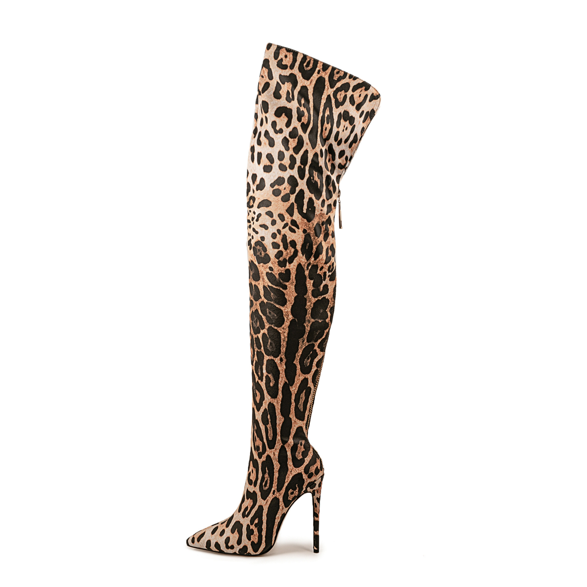Pointed-toe Stiletto Leopard Print Stretch Thin Boots Nightclub Bar Pole Dance - Image 4