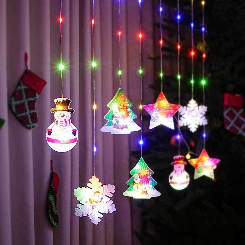 Painted Christmas Curtain Lights Holiday Layout Rubber-covered Wire Ambience Light - Image 2