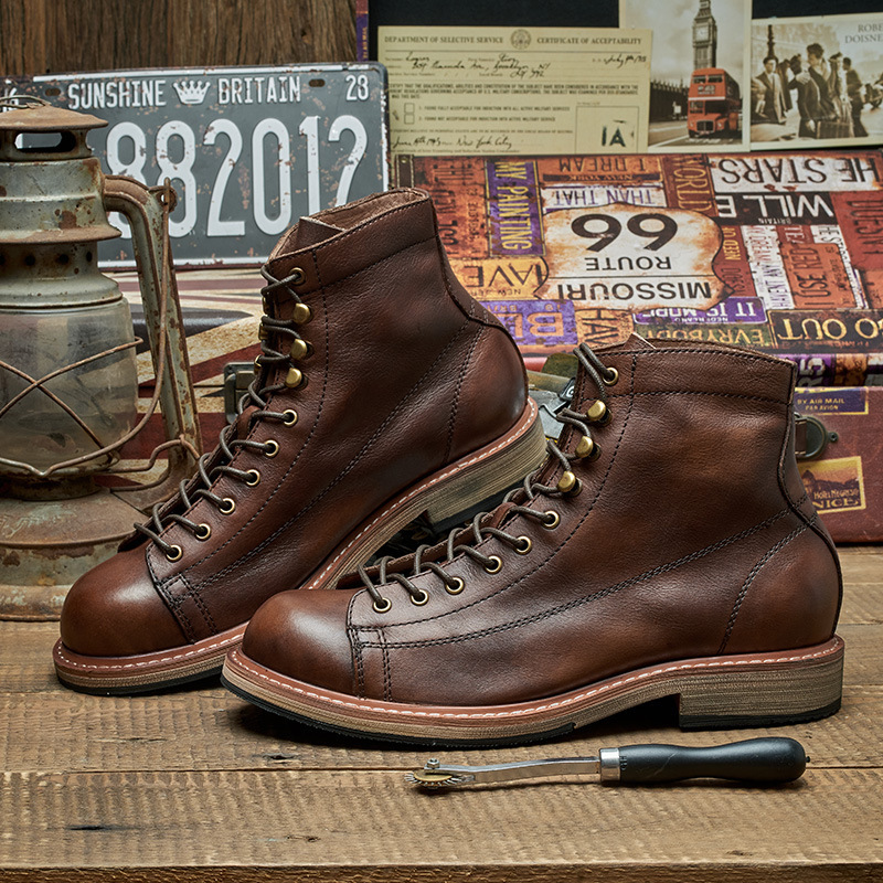 Vintage Genuine Leather Men's High-top Cowhide Worker Boot - Image 4