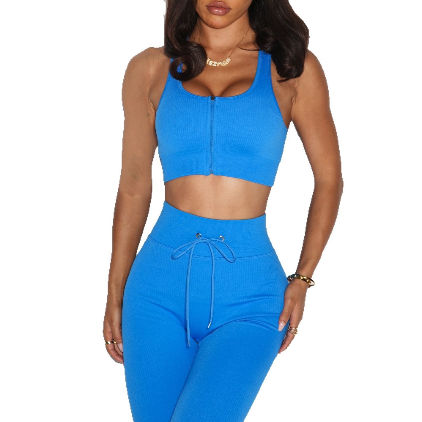 Tied High Waist Yoga Pants Suit - Image 2