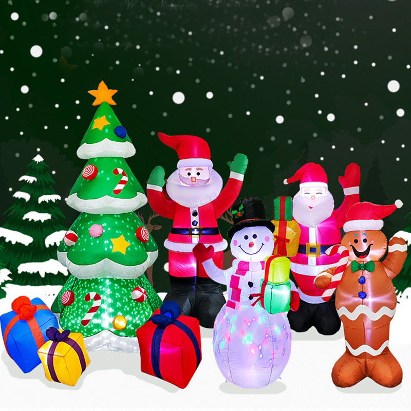 Christmas LED Lights Glowing Santa Tree Snowman Inflatable Doll Outdoor Yard Garden Decor - Image 2