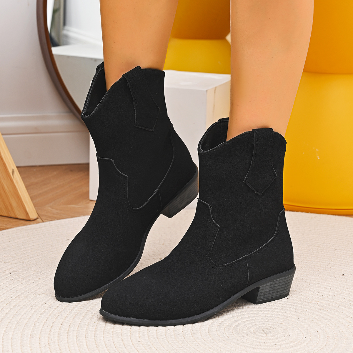 New Pointed British Style Mid Heel Boots - Image 7
