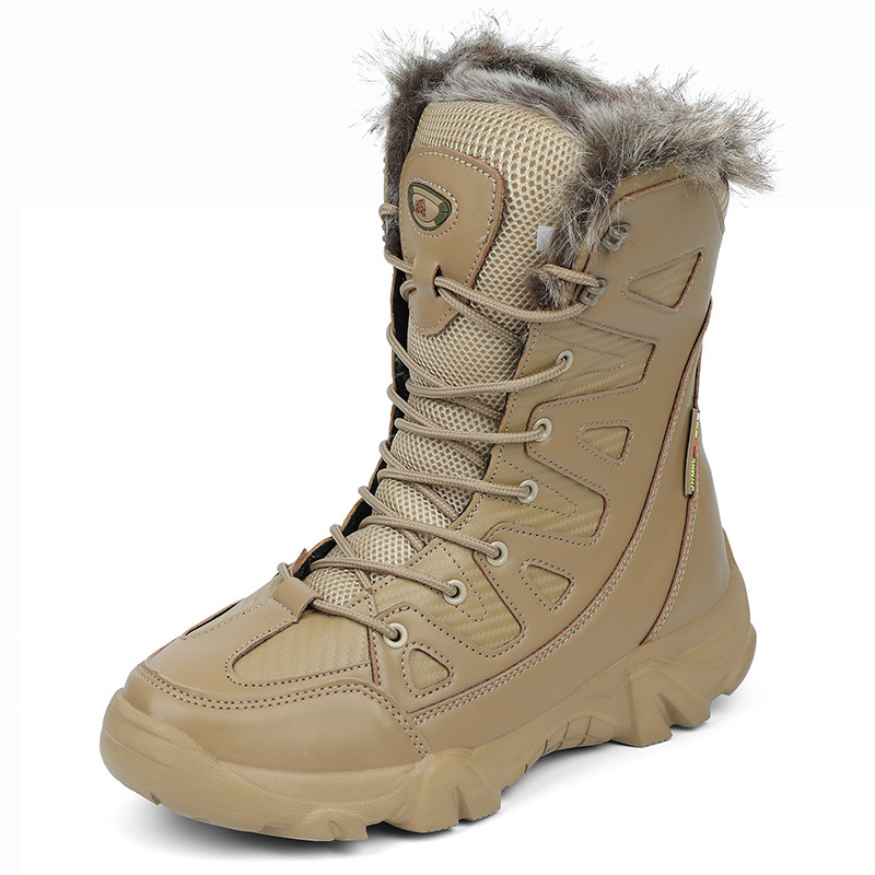 Snow Boots Cotton Boots Winter High-top Fleece-lined Warm Slugged Bottom Lace-up - Image 2
