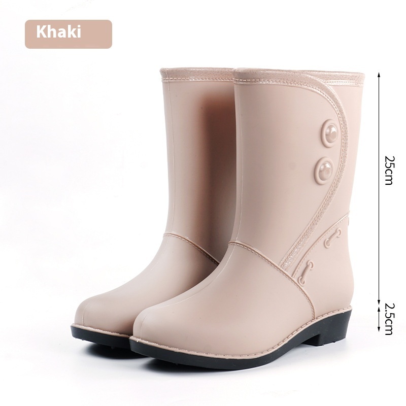 Women's Rain Boots Fleece-lined Fashion Mid-calf Waterproof - Image 7