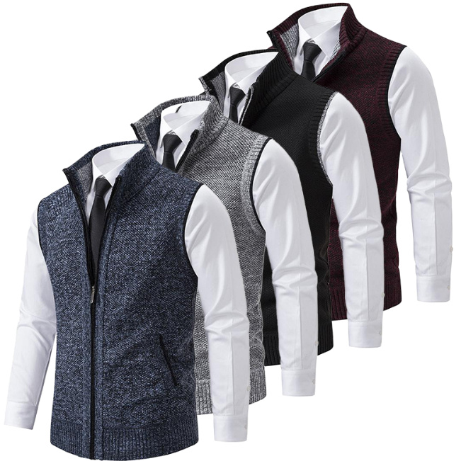 Men's Stand Collar Sweater Knitted Cardigan Coat - Image 8