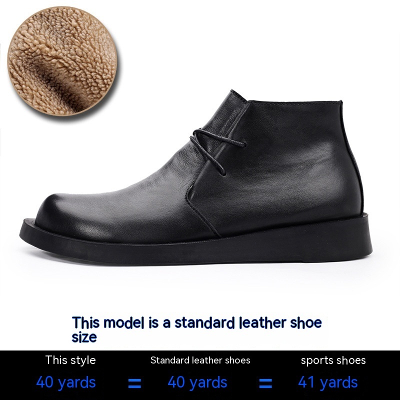 Martin Shoes Lace-up Leather Thick Bottom Soft Bottom Mid-top Men's Boots - Image 8